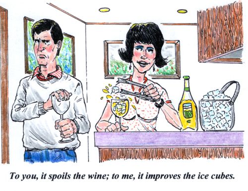 'To you, it spoils the wine; to me, it improves the ice cubes.'