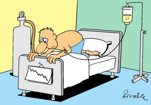 Concerned patient looking at his chart.
