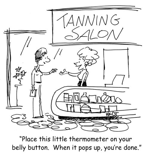 'Place this little thermometer on your belly button. When it pops up, you're done.'