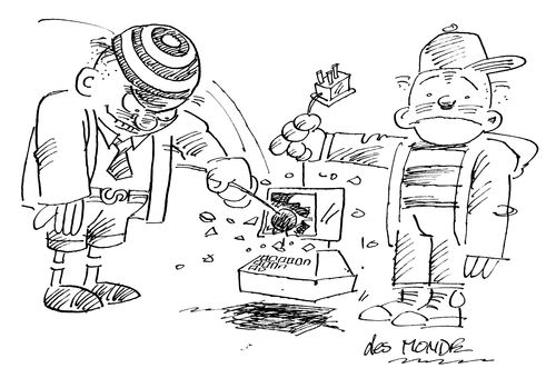 Bully playing conkers with a computer.