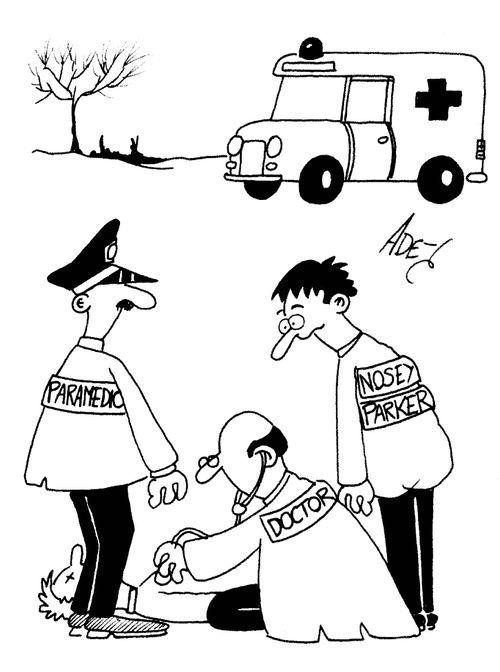 'Nosey Parker' at an emergency.