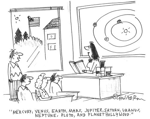 'Mercury, Venus, Earth, Mars, Jupiter, Saturn,Uranus,Neptune,Pluto, and planet Hollywood.'