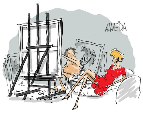 Artist painting nude.