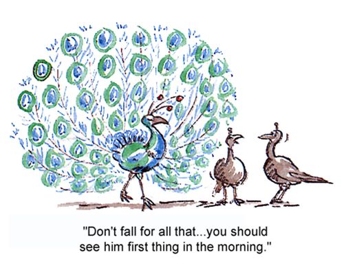 'Don't fall for all that...you should see him first thing in the morning.'