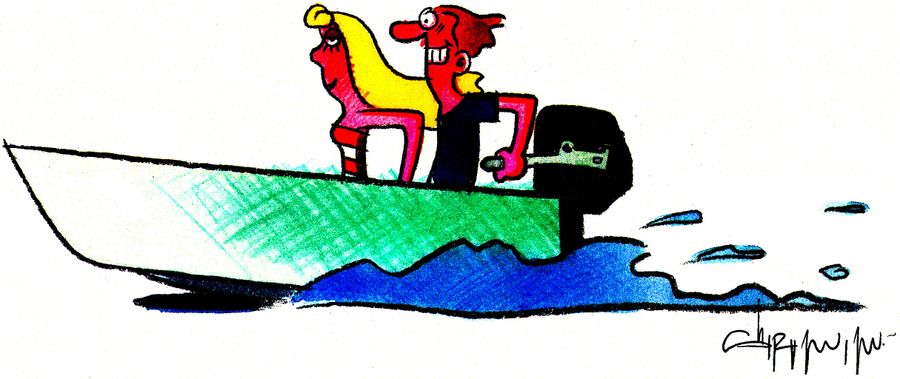 A Couple in A Speedboat.