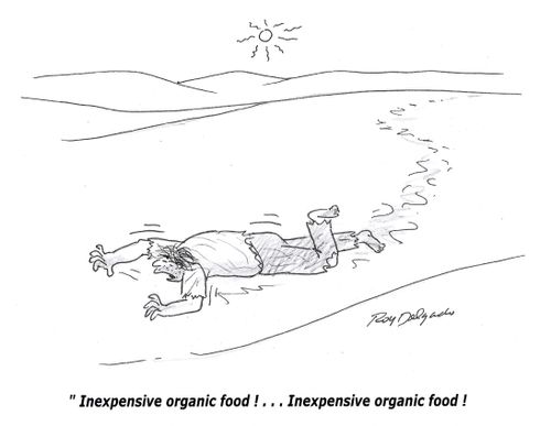 'Inexpensive organic food! ... Inexpensive organic food!'