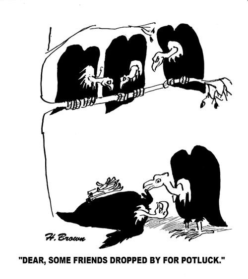 'Dear, some friends dropped by for potluck.'