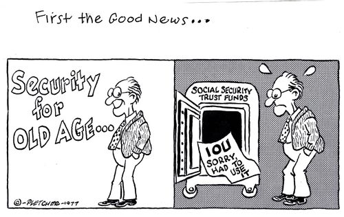 Old man finds an IOU note in a safe marked 'social security trust funds'.