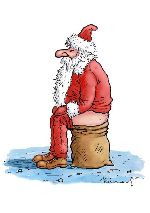 Santa making the most of his sack.