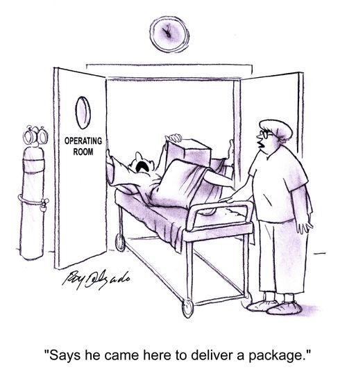 'Says he came here to deliver a package.'
