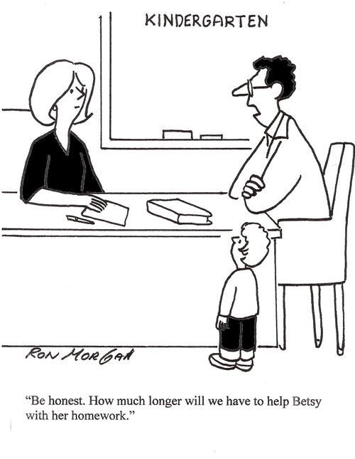 "How much longer will we have to help Besty with her homework?"