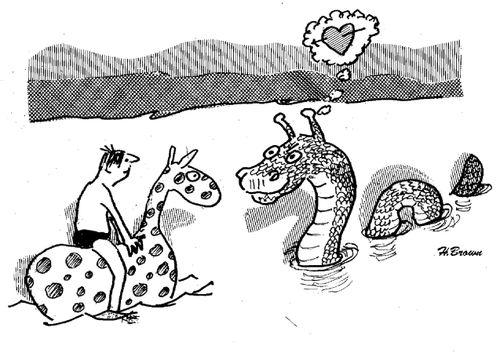 Loch Ness monster falls in love with an inflatable horse.