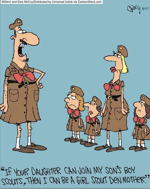 'If your daughter can join my son's boy scouts, then I can be a girl scout den mother.'