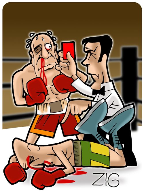 Boxer being disqualified.