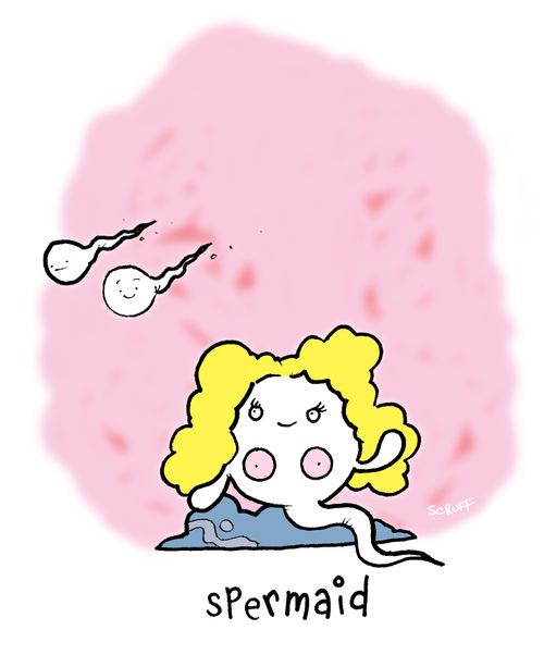 Spermaid - A spermaid waves to a passing sperm.