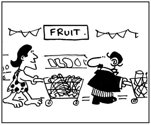 Caveman in the Fruit Aisle of the Supermarket.