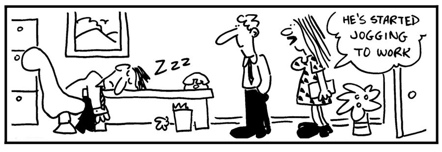 'He stated jogging to work.'
