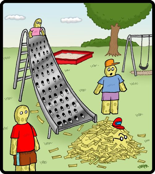 Cheese grater slide.