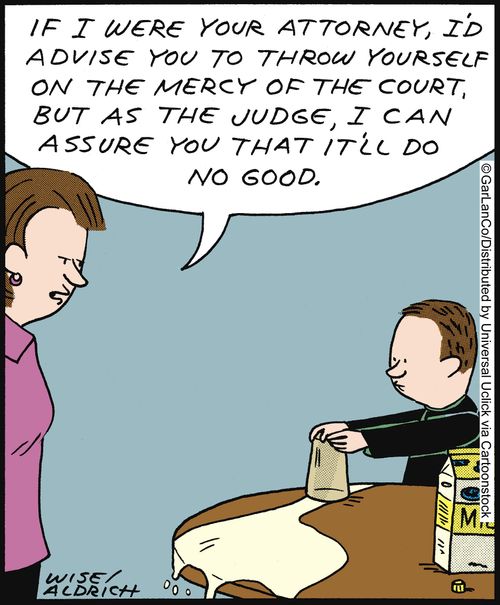 'If I were your attorney, I'd advise you to throw yourself on the mercy of the court, but as the judge I can assure you that it'll do no good.'