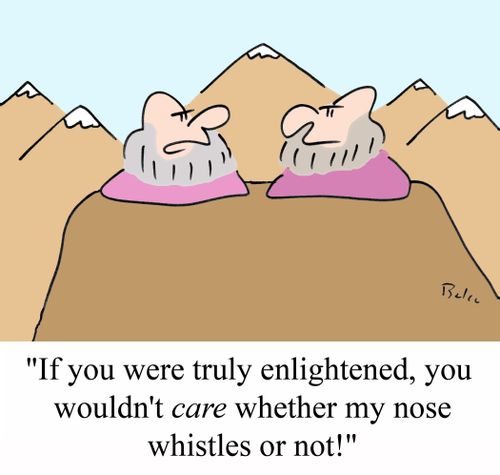 'If you were truly enlightened, you wouldn't CARE whether my nose whistles or not!'
