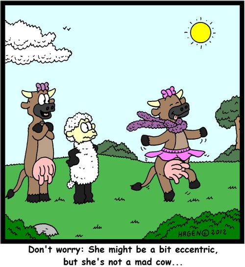 'Don't worry: She might be a bit eccentric, but she's not a mad cow...'