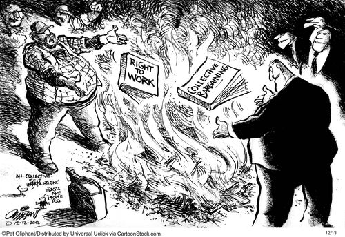 Throwing away the right to work and collective bargaining.