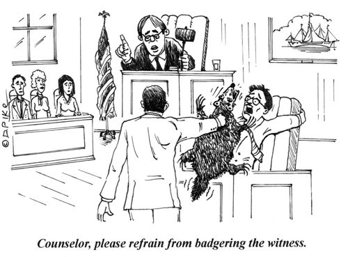 'Counselor, please refrain from badgering the witness.'