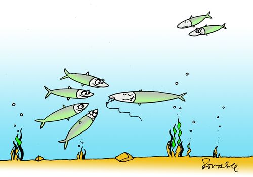 Fish with a hook tells a good tale.
