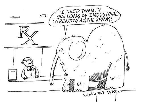 'I need twenty gallons of industrial strength nasal spray.'