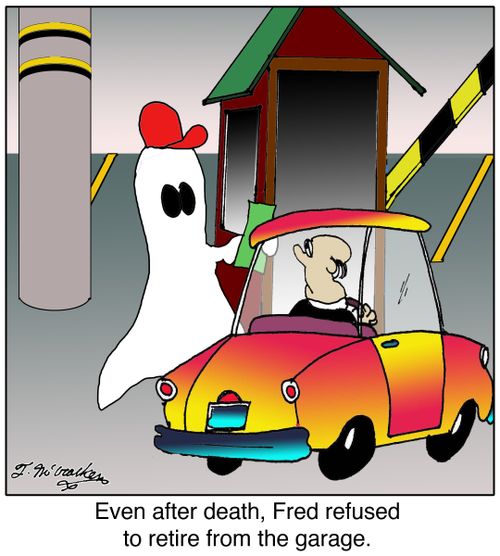 'Even after death, Fred refused to retire from the garage.'