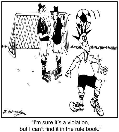  'I'm sure it's a violation, but I can't find it in the rule book.'