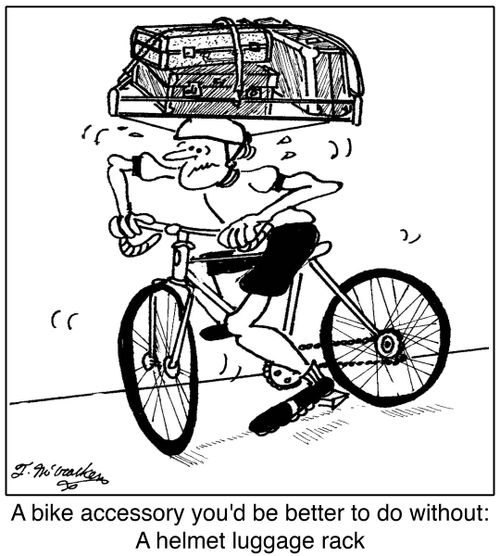A bike accessory you'd be better to do without: A helmet luggage rack.