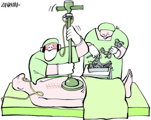 Surgeon using hover mower