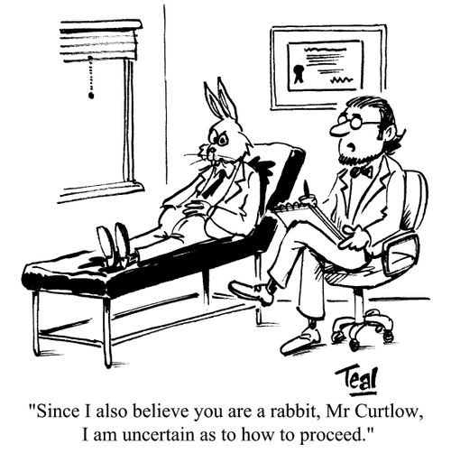 'Since I also believe you are a rabbit, Mr Curtlow, I am uncertain as to how to proceed.'