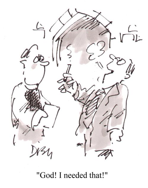 Smoking outside church: 'God! I needed that!'