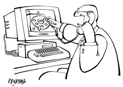 Telephone in a computer screen.