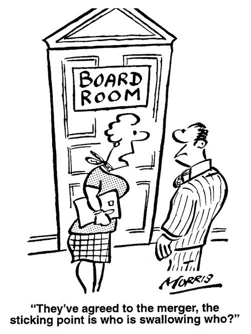 "They've agreed to the merger, the sticking point is who is swallowing who?"