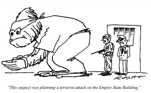 King Kong in Guantanamo Bay-style outfit: 'The suspect was planning a terrorist attack on the Empire State Building.'