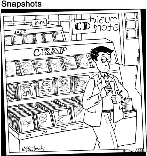 At the CD shop.