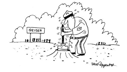 Man Unblocking Geyser.