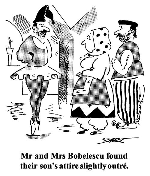 Mr and Mrs Bobelescu found their son's attire slightly outre.