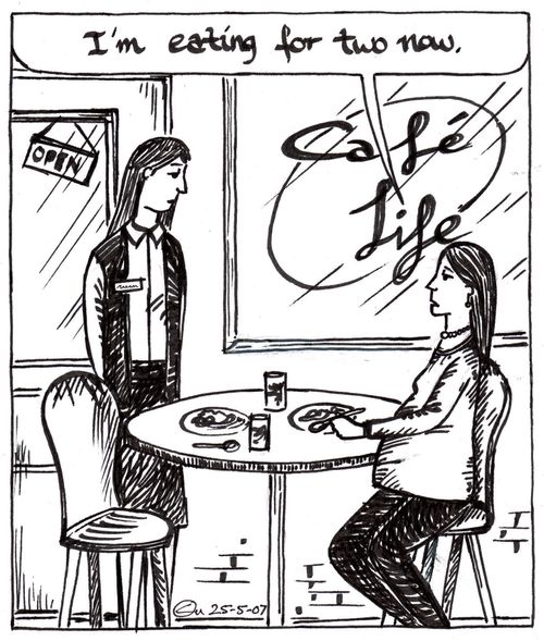 'I'm eating for two now.'