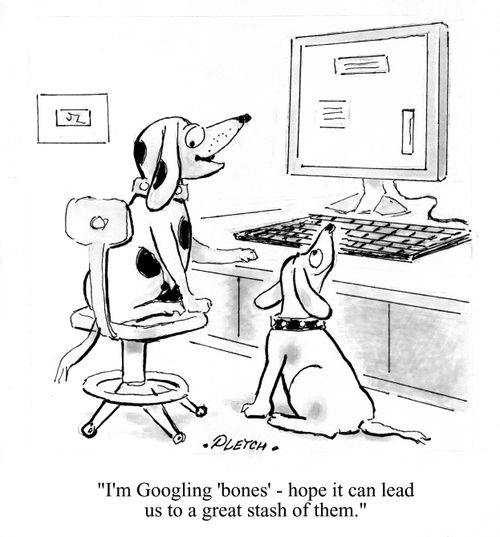 'I'm Googling 'bones' - hope it can lead us to a great stash of them.'