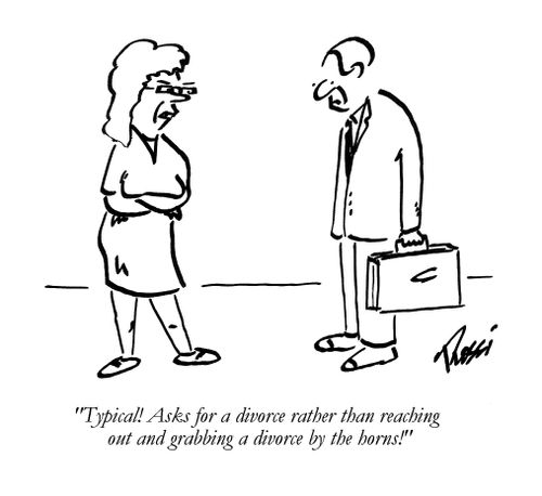 'Typical! Asks for a divorce rather than reaching out and grabbing a divorce by the horns!'