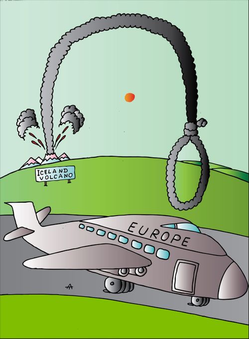 Volcano and plane