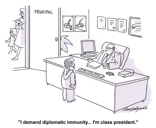 'I demand diplomatic immunity... I'm class president.'