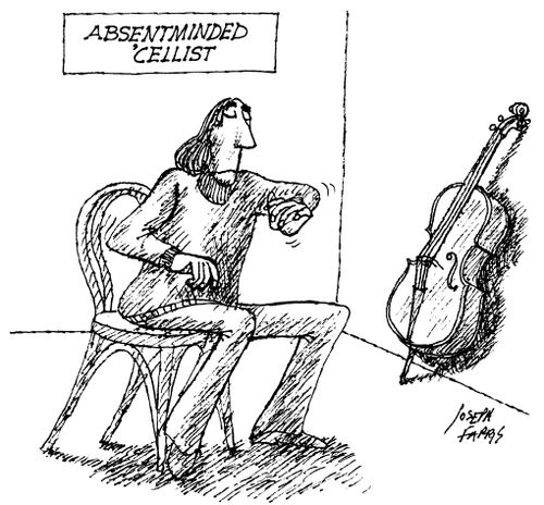 Absent minded Cellist.