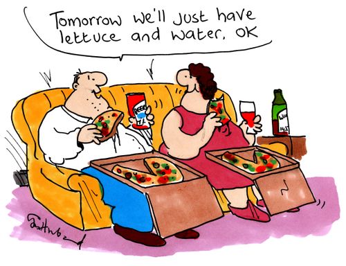 'Tomorrow we'll just have lettuce and water, OK.'