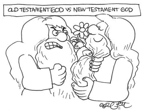 Old Testament God vs New Testament God.