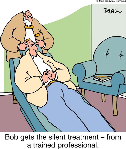 Bob gets the silent treatment from a trained professional.